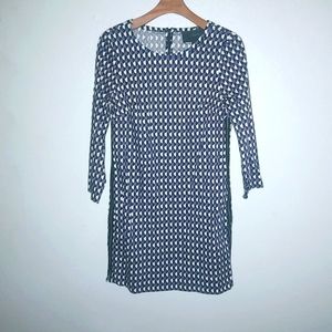 J. Crew 4 Long Sleeved Career Workwear Shift Side Zippers Dress in Purple Black